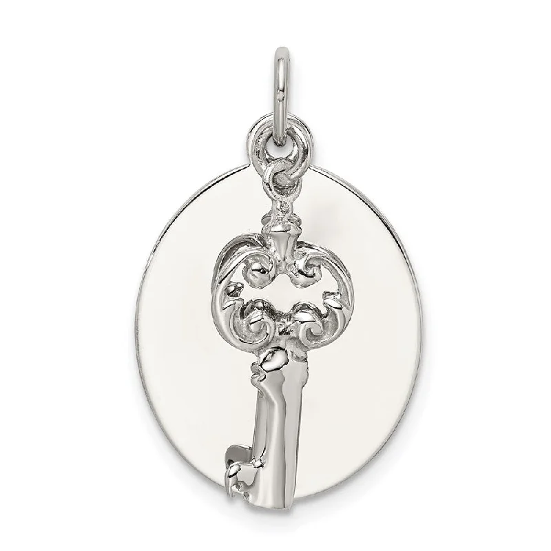 Charm Pendants with Multiple Small Decorative Elements14k White Gold Key and Tag Charm