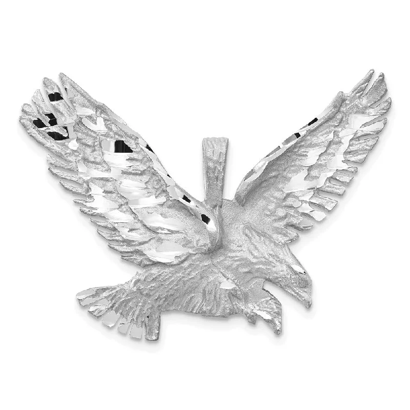 Charm Pendants with Multiple Small Decorative Elements14k White Gold Large 2D Diamond Cut Eagle Pendant