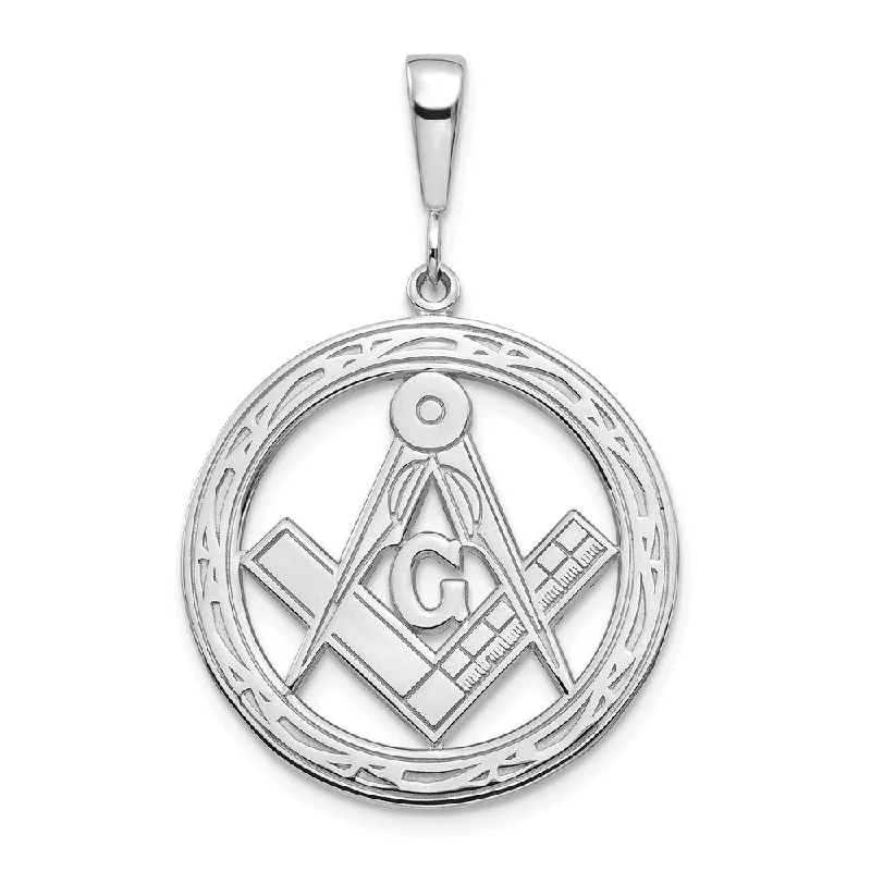 Gemstone - Encrusted Pendants with a Sparkling Centerpiece14k White Gold Masonic Circle Pendant, 18mm or 23mm