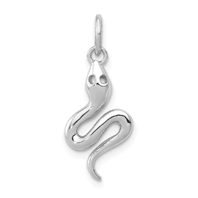 Gemstone - Encrusted Pendants with a Sparkling Centerpiece14k White Gold Polished 3D Snake Charm