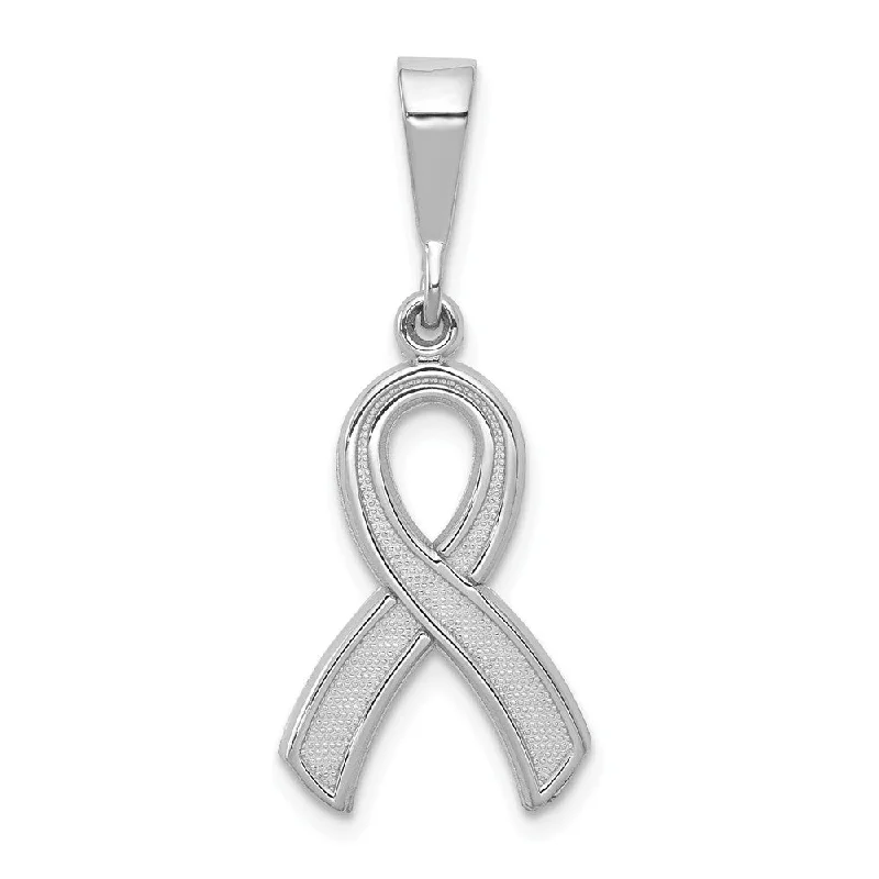 Gemstone - Encrusted Pendants with a Sparkling Centerpiece14k White Gold Polished and Satin Awareness Ribbon Pendant