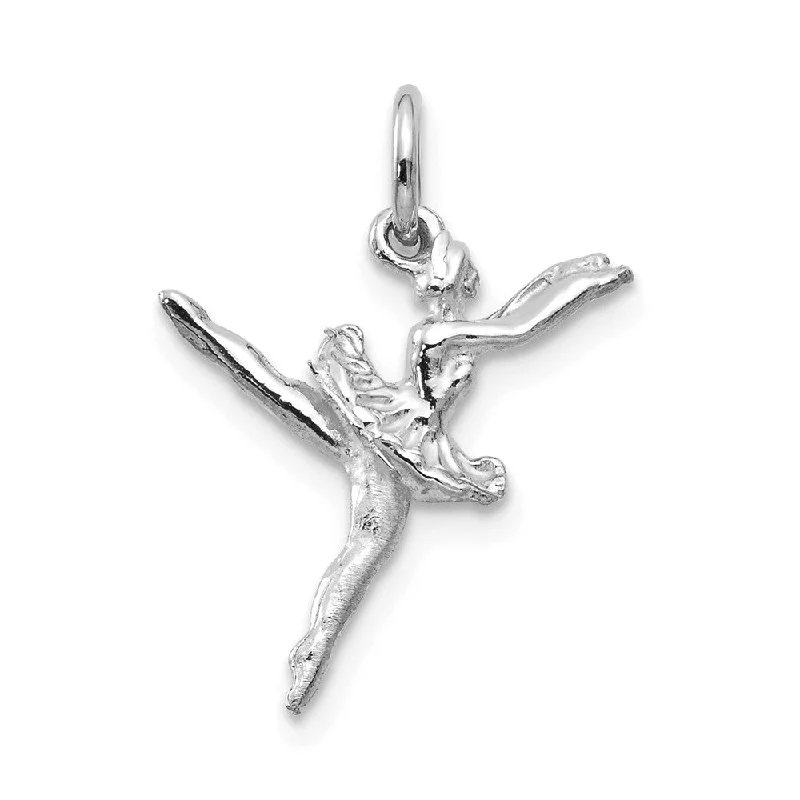 Gemstone - Encrusted Pendants with a Sparkling Centerpiece14k White Gold Small 3D Ballerina Pendant Charm