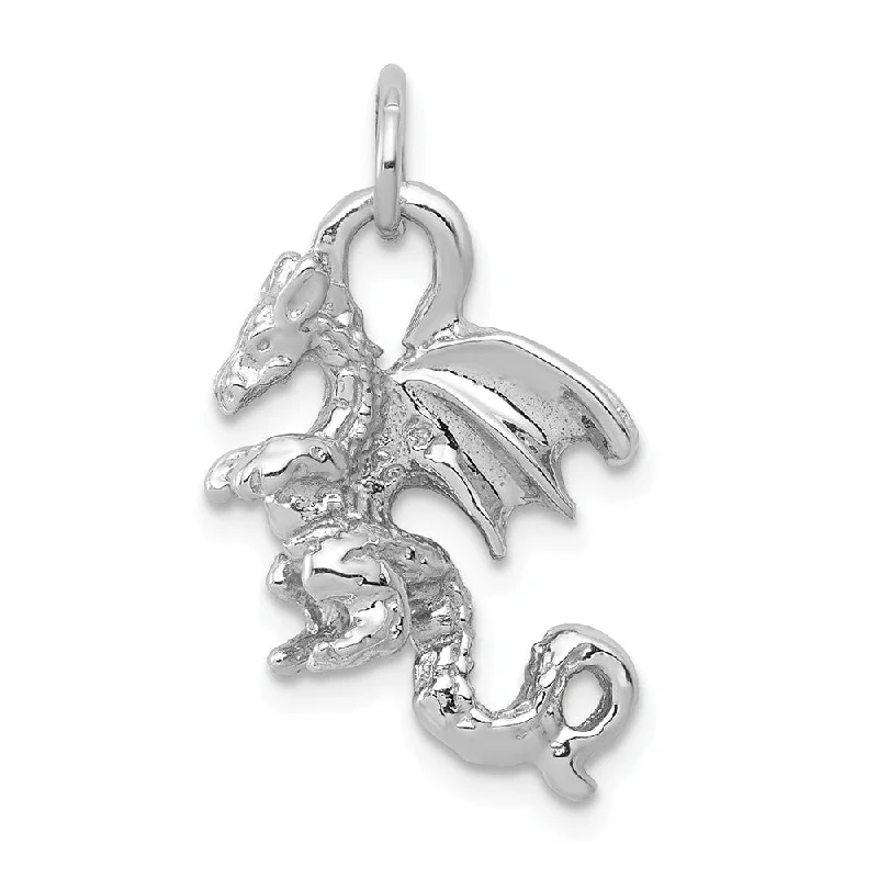 Initial Letter Pendants for a Personalized Touch14k White Gold Small 3D Winged Dragon Charm