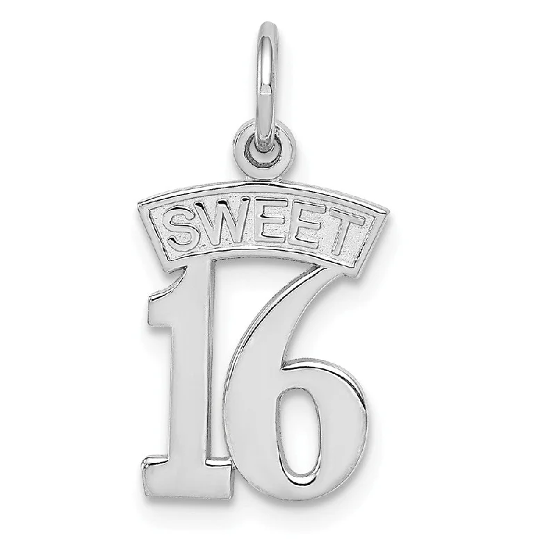 Religious Pendants with Cross or Star of David Designs14k White Gold Sweet 16 Charm or Pendant, 10mm