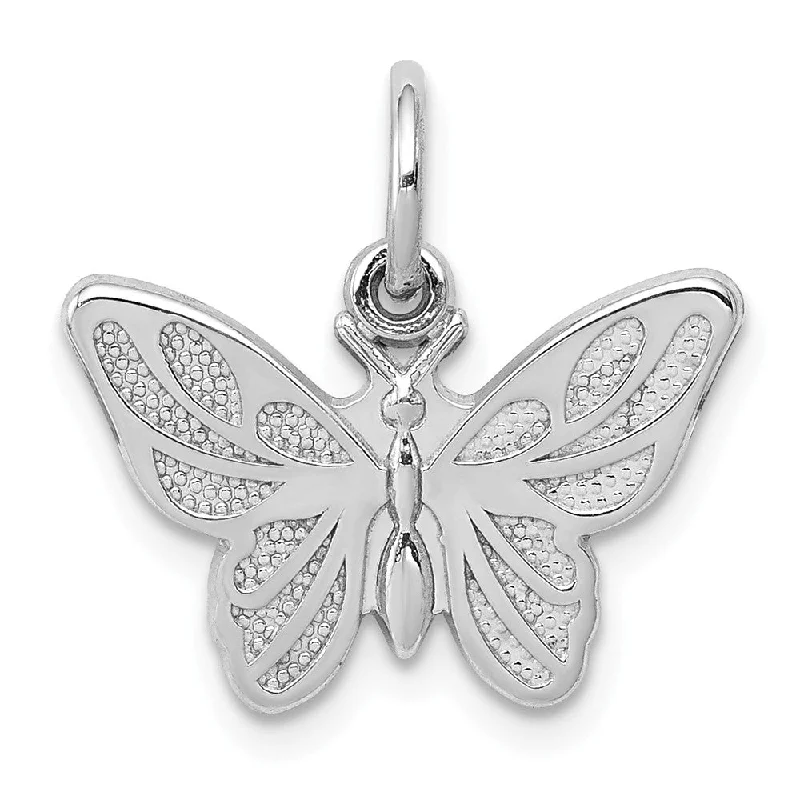 Gemstone - Encrusted Pendants with a Sparkling Centerpiece14k White Gold Textured and Polished Butterfly Pendant, 17mm