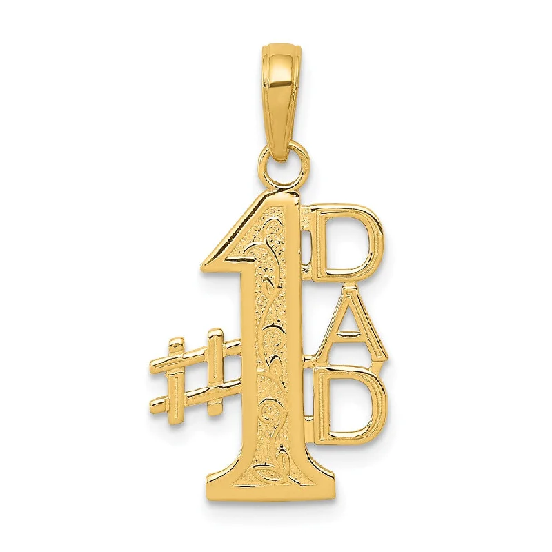 Gemstone - Encrusted Pendants with a Sparkling Centerpiece14k Yellow Gold #1 Dad Pendant, 14mm