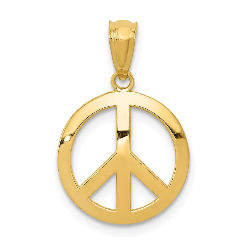 Animal - Shaped Pendants in Sterling Silver14k Yellow Gold 13mm Polished Convex Peace Symbol Pendant