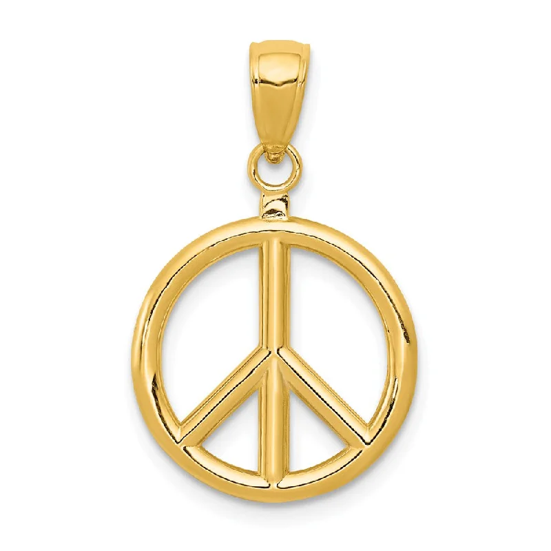 Initial Letter Pendants for a Personalized Touch14k Yellow Gold 16mm Polished 3D Peace Sign Pendant