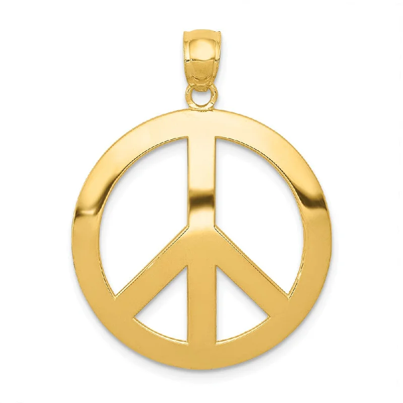 Charm Pendants with Multiple Small Decorative Elements14k Yellow Gold 24mm Polished Convex Peace Symbol Pendant