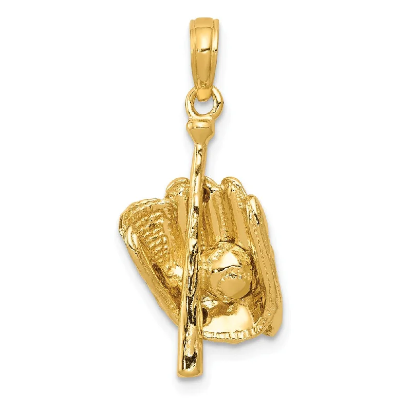 Charm Pendants with Multiple Small Decorative Elements14k Yellow Gold 3D Baseball Pendant