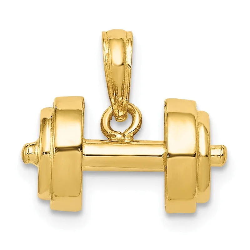 Charm Pendants with Multiple Small Decorative Elements14k Yellow Gold 3D Dumbbell Pendant