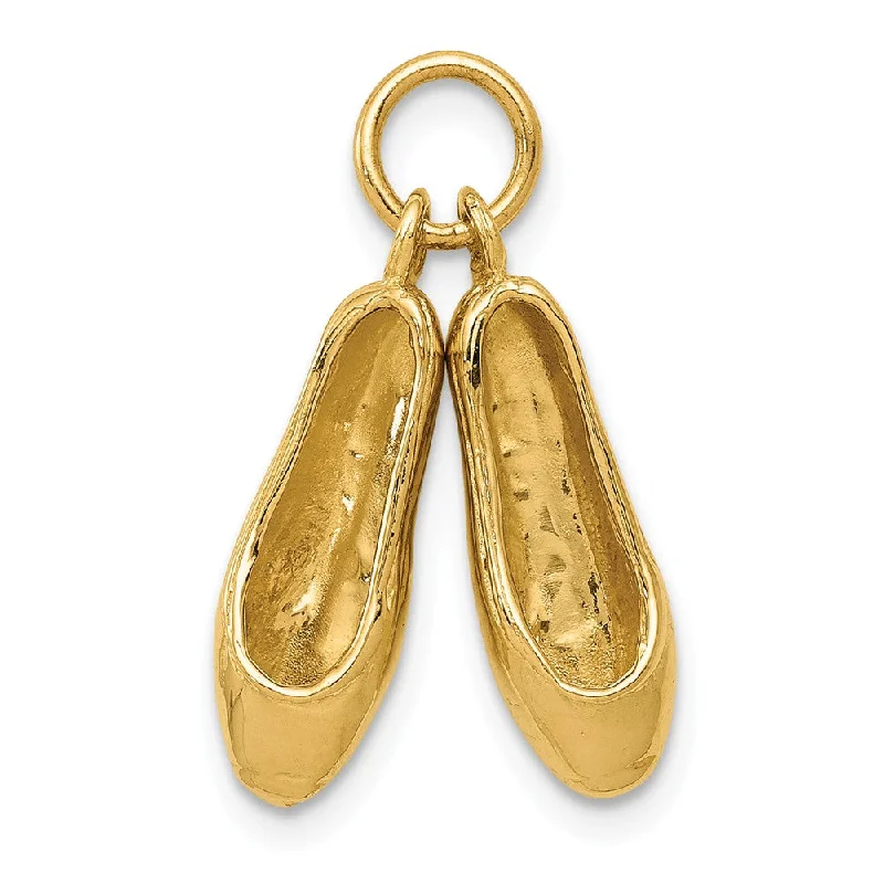 Charm Pendants with Multiple Small Decorative Elements14k Yellow Gold 3D Moveable Ballet Slippers Pendant