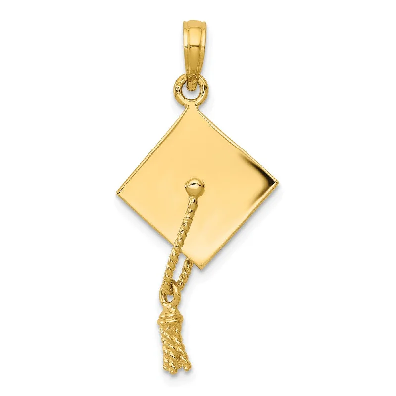 Initial Letter Pendants for a Personalized Touch14k Yellow Gold 3D Polished Graduation Cap Pendant