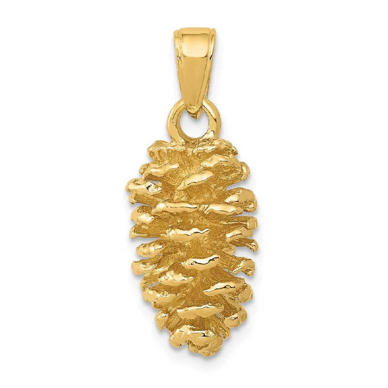 Gemstone - Encrusted Pendants with a Sparkling Centerpiece14k Yellow Gold 3D Polished Pinecone Pendant