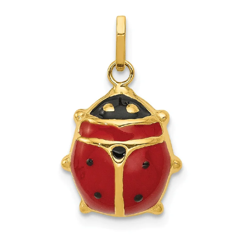 Initial Letter Pendants for a Personalized Touch14k Yellow Gold 3D Red Enameled Ladybug Charm, 13mm