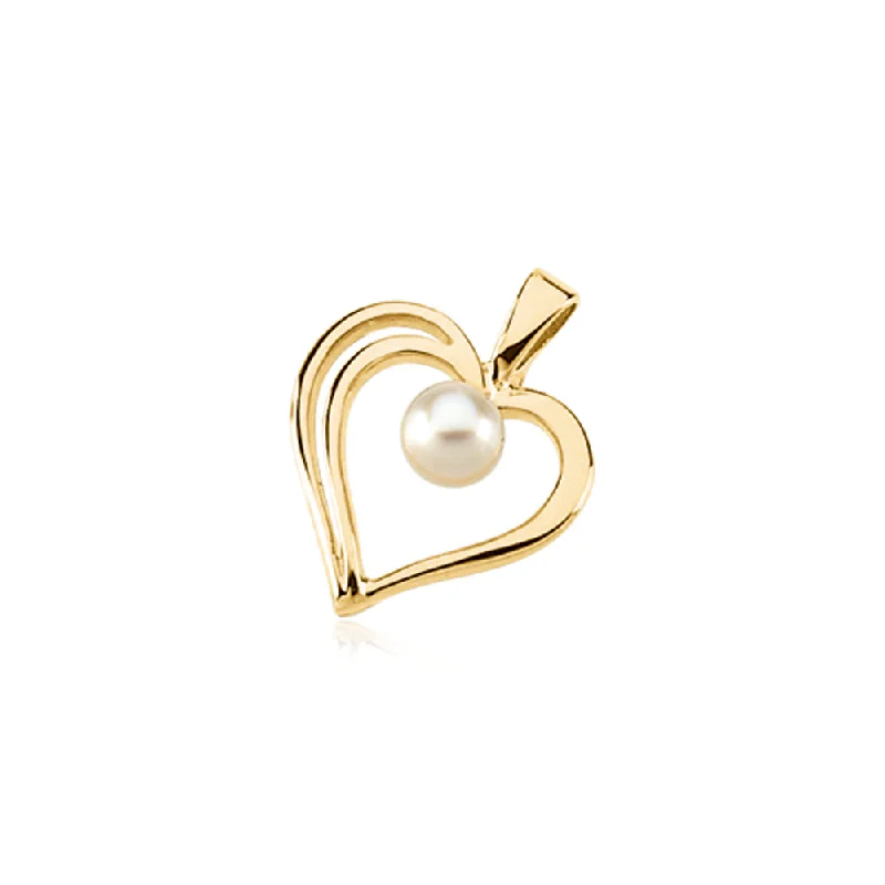 Animal - Shaped Pendants in Sterling Silver14k Yellow Gold & 4mm Akoya Cultured Pearl 12mm Heart Pendant