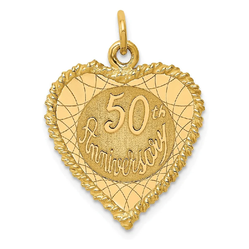 Charm Pendants with Multiple Small Decorative Elements14k Yellow Gold 50th Anniversary Rope Heart Charm or Pendant, 18mm