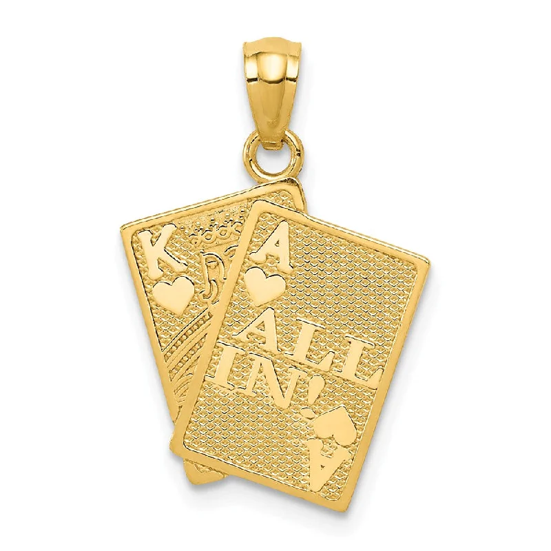 Charm Pendants with Multiple Small Decorative Elements14k Yellow Gold All In! King and Ace Playing Cards Pendant