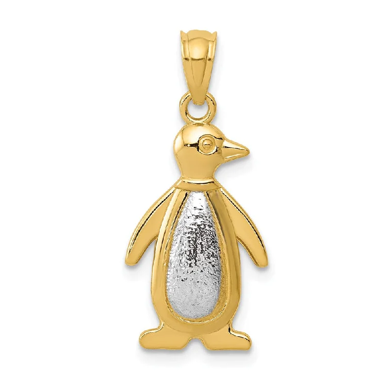 Animal - Shaped Pendants in Sterling Silver14k Yellow Gold and White Gold Penguin Pendant, 11 x 25mm