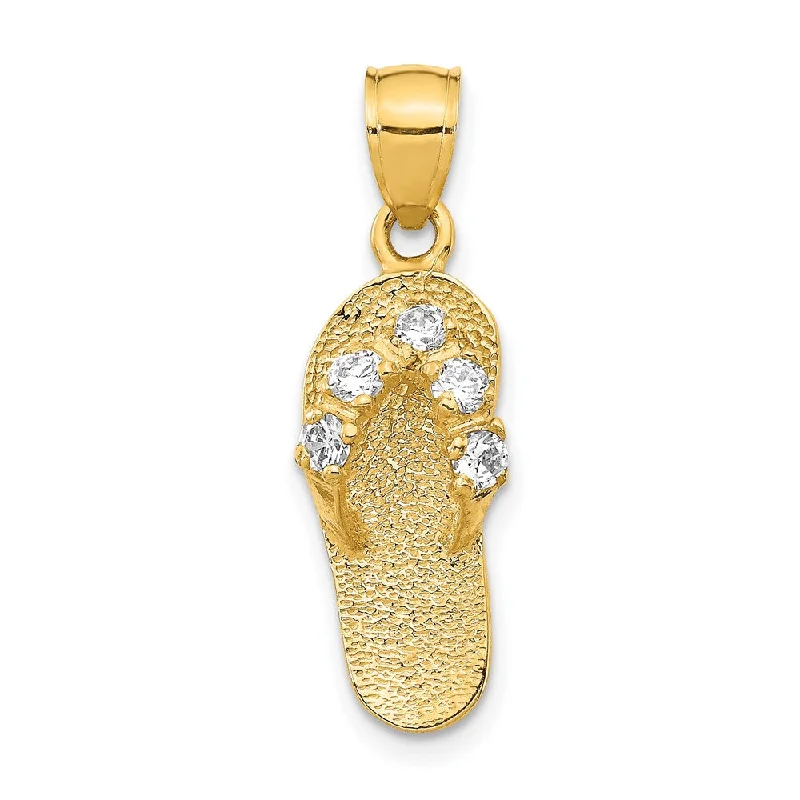 Charm Pendants with Multiple Small Decorative Elements14k Yellow Gold April Cubic Zirconia Birthstone Flip Flop Pendant