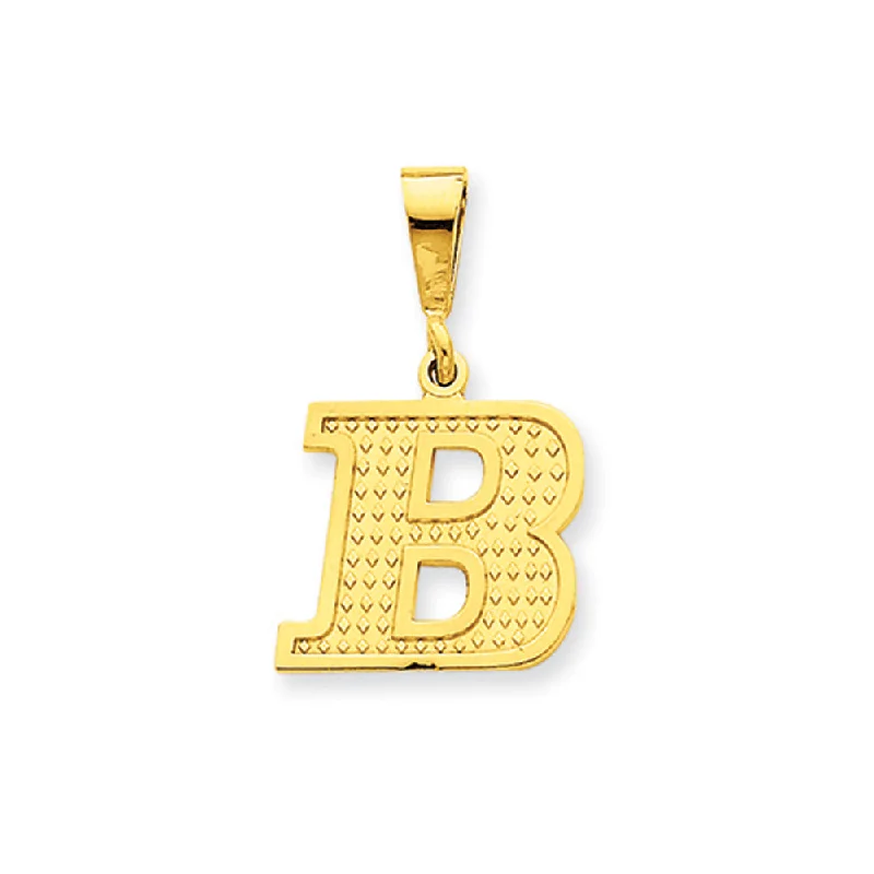 Religious Pendants with Cross or Star of David Designs14k Yellow Gold, Ashley Collection, Textured Initial B Pendant