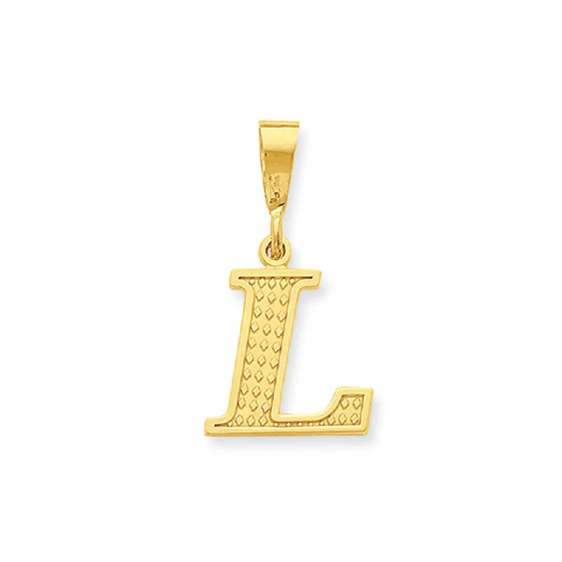 Gemstone - Encrusted Pendants with a Sparkling Centerpiece14k Yellow Gold, Ashley Collection, Textured Initial L Pendant