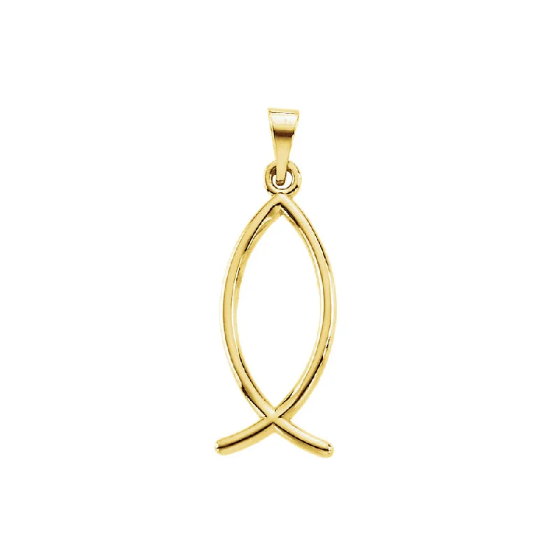 Animal - Shaped Pendants in Sterling Silver14k Yellow Gold Christian Fish (Ichthus) Pendant, 9 x 22mm