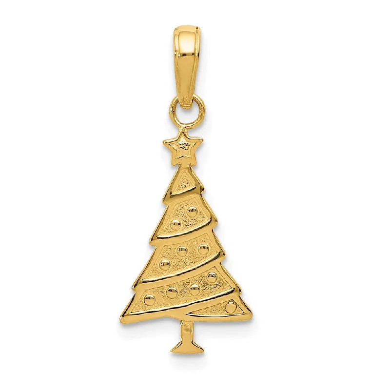 Animal - Shaped Pendants in Sterling Silver14k Yellow Gold Christmas Tree and Garland Pendant, 3/4 Inch