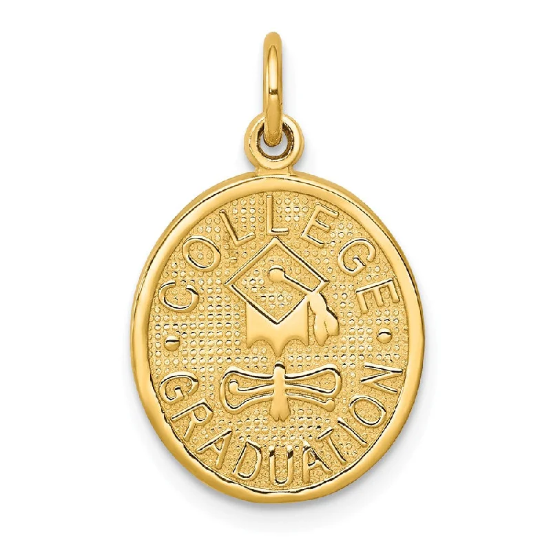 Gemstone - Encrusted Pendants with a Sparkling Centerpiece14k Yellow Gold College Oval Graduation Charm or Pendant, 13 x 15mm