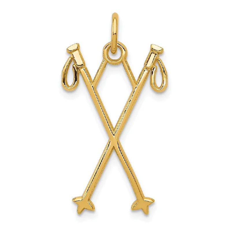 Religious Pendants with Cross or Star of David Designs14k Yellow Gold Crossed Ski Poles Pendant