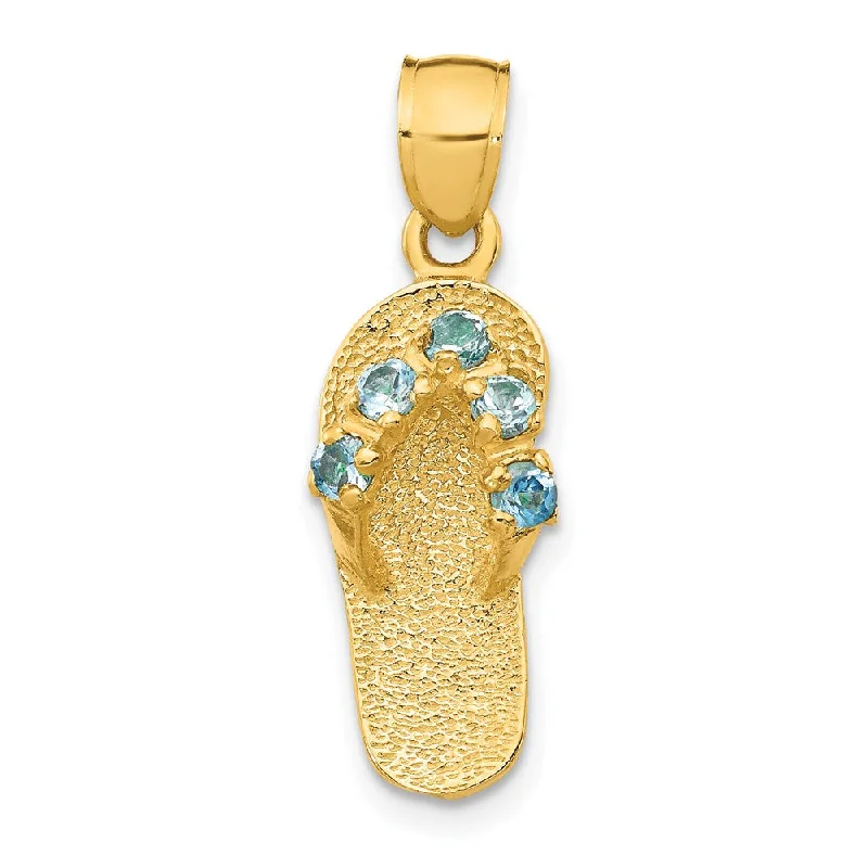 Charm Pendants with Multiple Small Decorative Elements14k Yellow Gold December Cubic Zirconia Birthstone Flip Flop Pendant