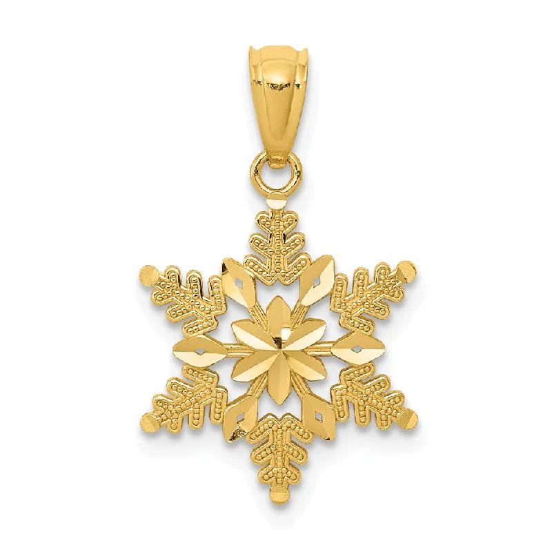 Initial Letter Pendants for a Personalized Touch14k Yellow Gold Diamond Cut and Polished Snowflake Pendant, 13mm