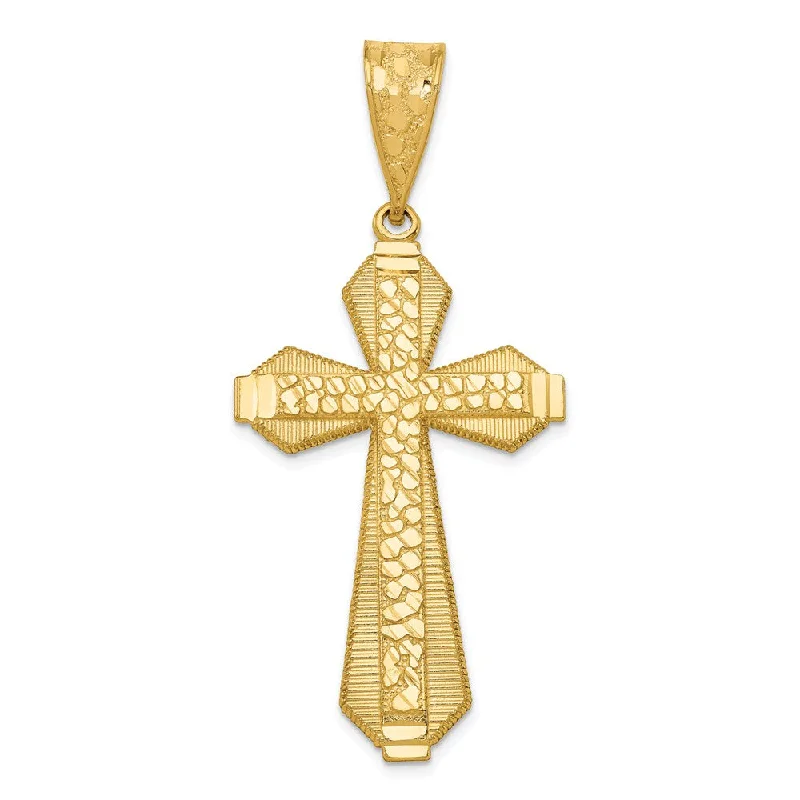 Animal - Shaped Pendants in Sterling Silver14k Yellow Gold Diamond-Cut Bordered Cross Pendant, 25 x 55mm