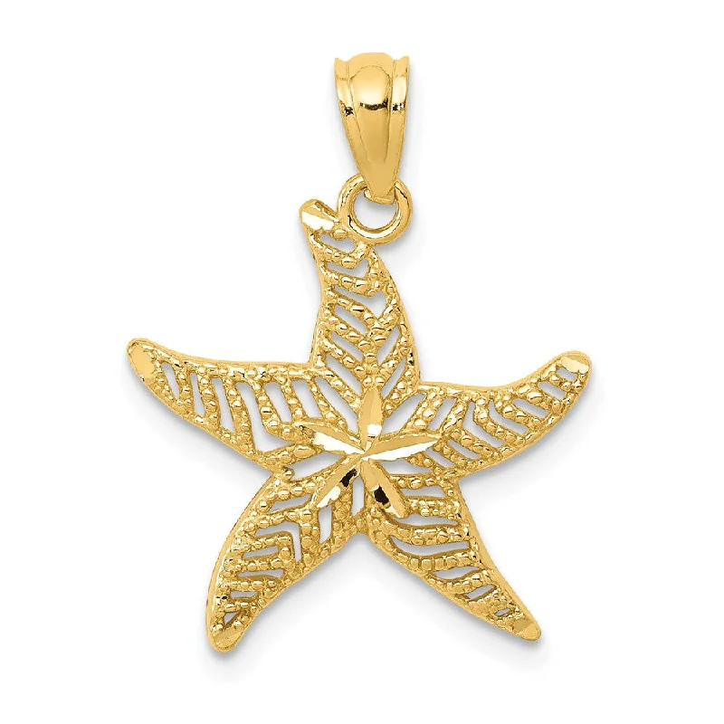 Animal - Shaped Pendants in Sterling Silver14k Yellow Gold Diamond-Cut & Filigree Starfish Pendant, 17mm (5/8 In)