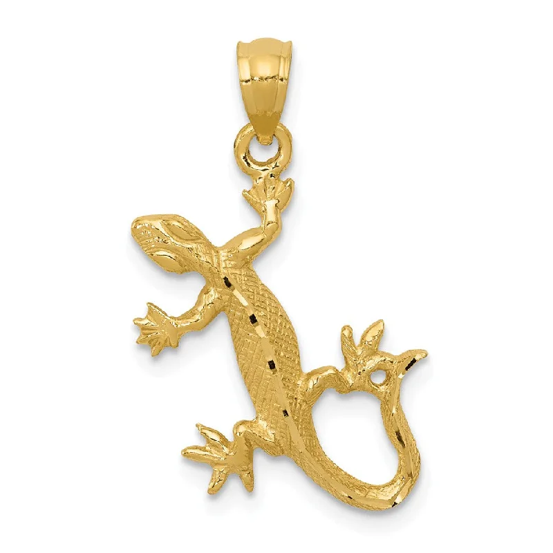 Religious Pendants with Cross or Star of David Designs14k Yellow Gold Diamond Cut Gecko Pendant