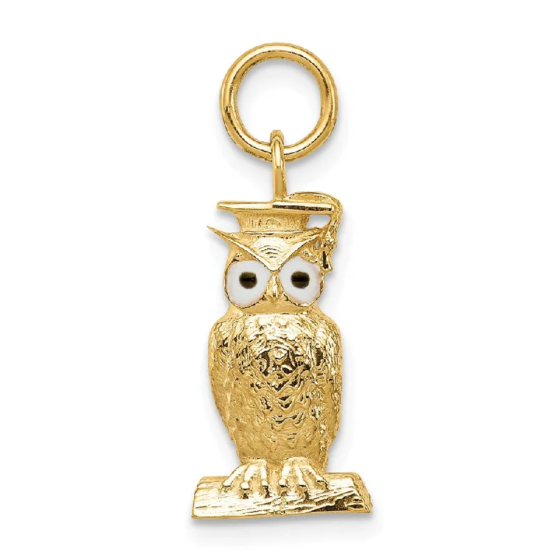 Religious Pendants with Cross or Star of David Designs14k Yellow Gold & Enamel Graduation Owl Charm or Pendant, 7mm