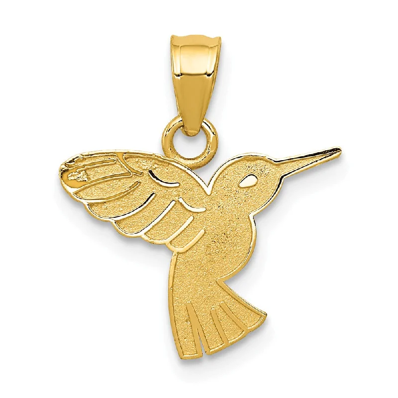 Gemstone - Encrusted Pendants with a Sparkling Centerpiece14k Yellow Gold Flat Hummingbird Pendant