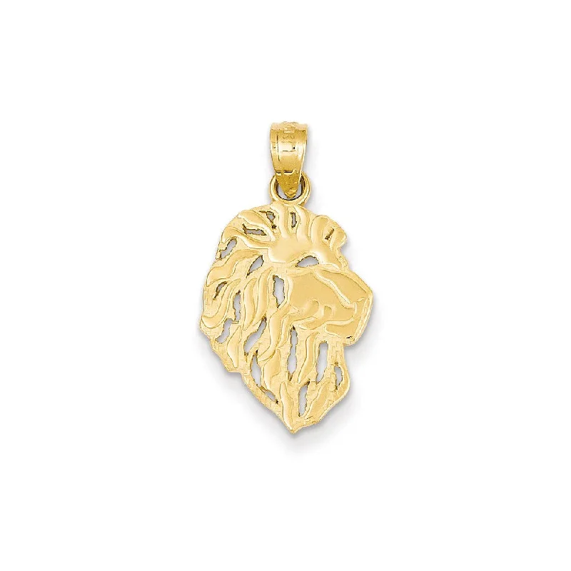 Animal - Shaped Pendants in Sterling Silver14k Yellow Gold Flat Lion Head Pendant, 13 x 25mm (1/2 x 1 Inch)