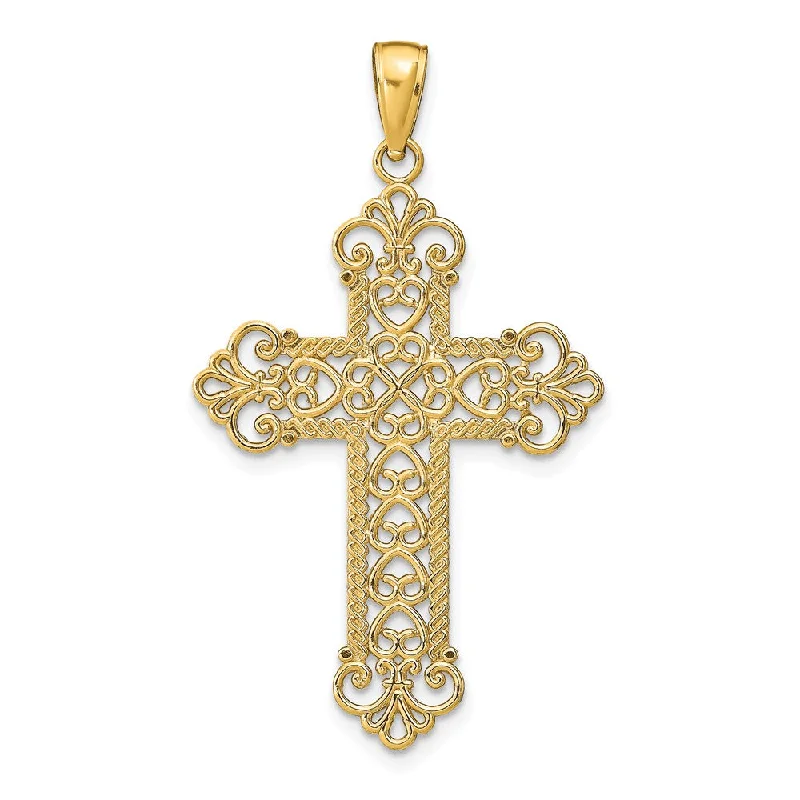 Animal - Shaped Pendants in Sterling Silver14k Yellow Gold Fleur de lis Cross Pendant, 24 x 42mm