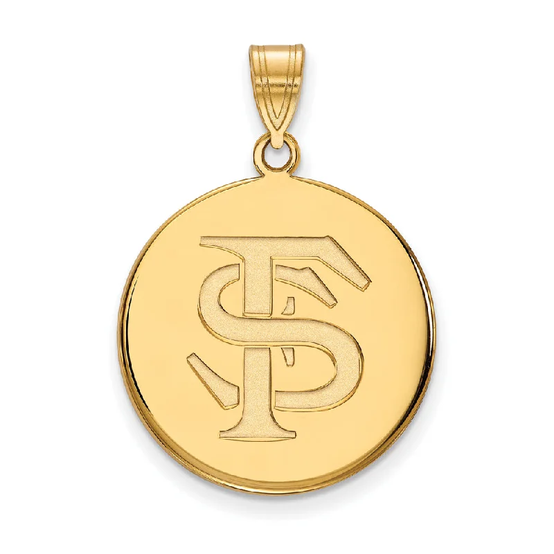 Gemstone - Encrusted Pendants with a Sparkling Centerpiece14k Yellow Gold Florida State Large 'FS' Disc Pendant