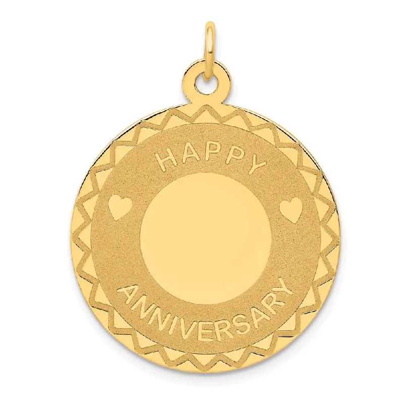 Gemstone - Encrusted Pendants with a Sparkling Centerpiece14k Yellow Gold Happy Anniversary Circle Pendant, 25mm