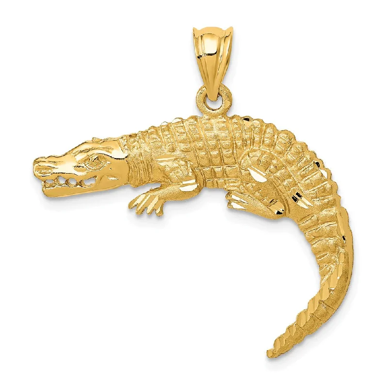 Gemstone - Encrusted Pendants with a Sparkling Centerpiece14k Yellow Gold Large 2D Alligator Pendant