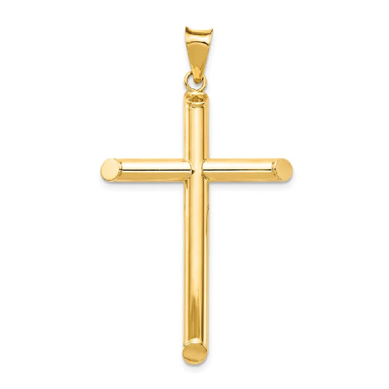 Gemstone - Encrusted Pendants with a Sparkling Centerpiece14k Yellow Gold Large 4mm Hollow Tube Cross Pendant