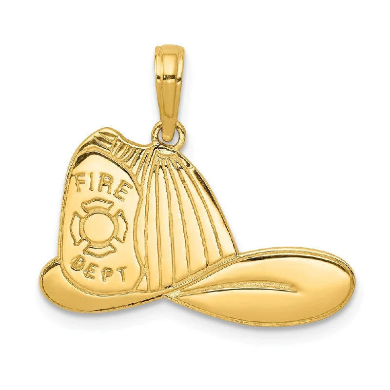 Gemstone - Encrusted Pendants with a Sparkling Centerpiece14k Yellow Gold Large Fire Dept. Hat Pendant