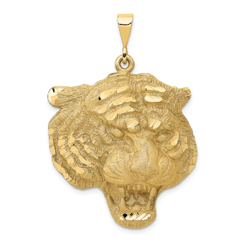 Gemstone - Encrusted Pendants with a Sparkling Centerpiece14k Yellow Gold Large Tiger's Head Pendant