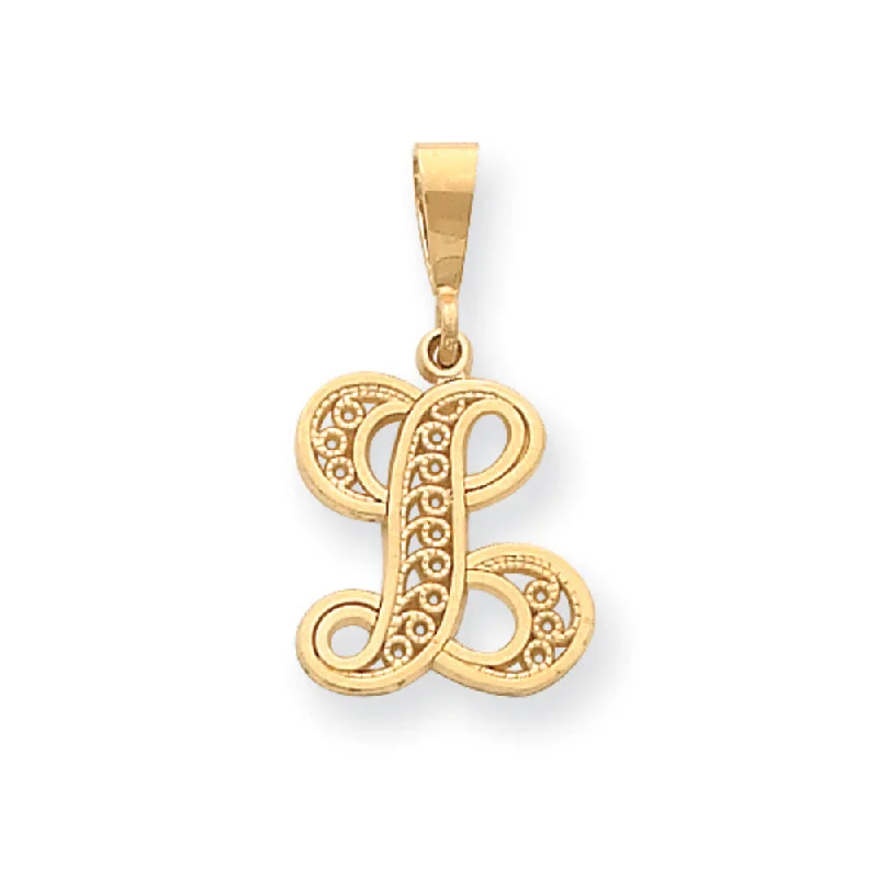 Initial Letter Pendants for a Personalized Touch14k Yellow Gold, Maci Collection, LG Filigree Script Initial L Pendant