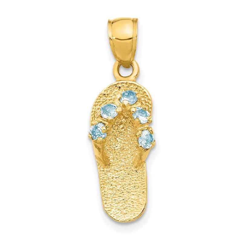 Gemstone - Encrusted Pendants with a Sparkling Centerpiece14k Yellow Gold March Cubic Zirconia Birthstone Flip Flop Pendant