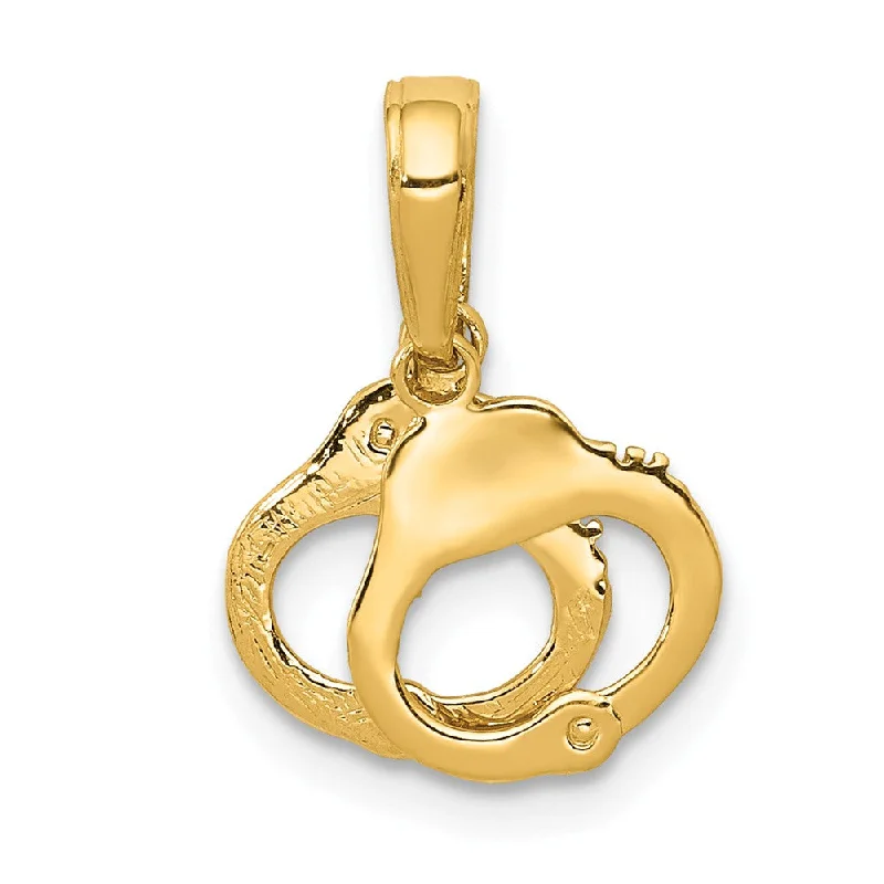 Religious Pendants with Cross or Star of David Designs14k Yellow Gold Mini Handcuffs Pendant