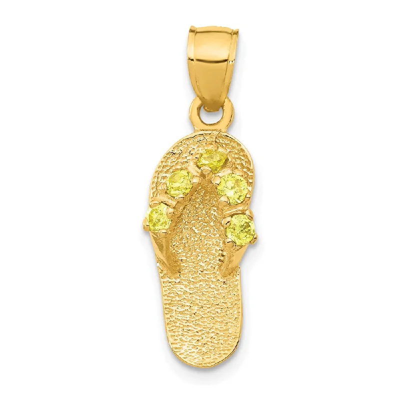 Religious Pendants with Cross or Star of David Designs14k Yellow Gold November Cubic Zirconia Birthstone Flip Flop Pendant