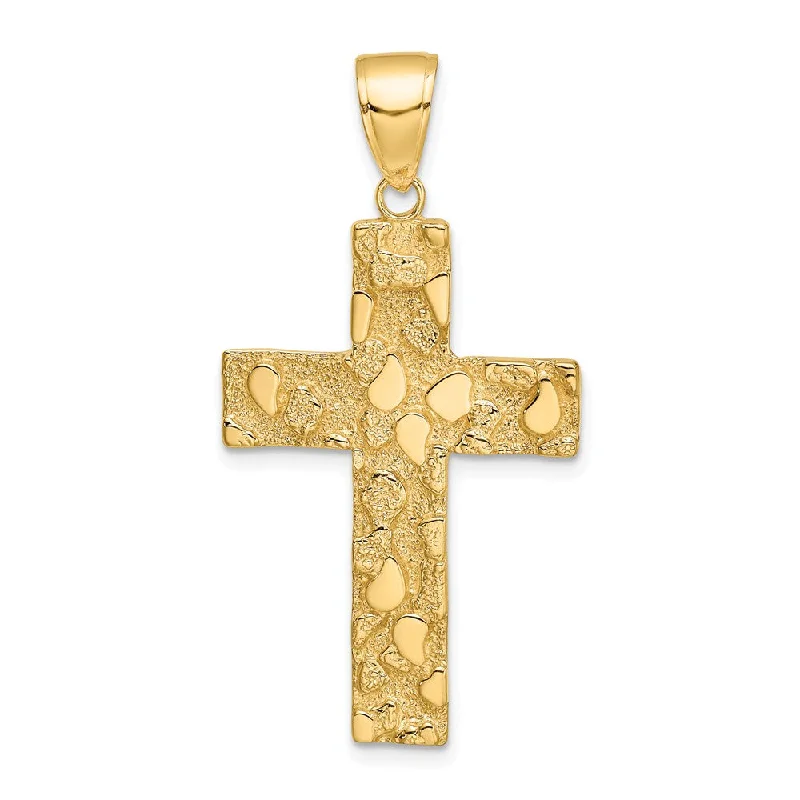 Initial Letter Pendants for a Personalized Touch14k Yellow Gold Nugget Style Cross Pendant, 21 x 41mm